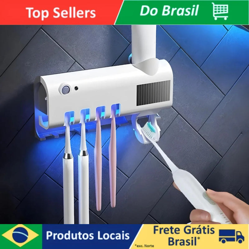 Porta escova de dentes e pasta de dente, com esterilizador UV