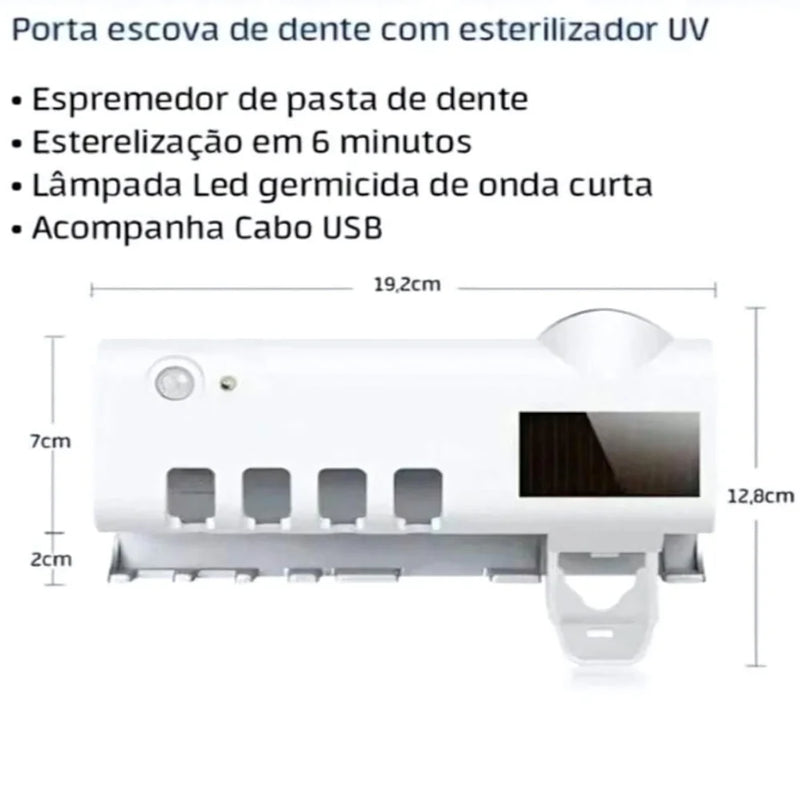 Porta escova de dentes e pasta de dente, com esterilizador UV